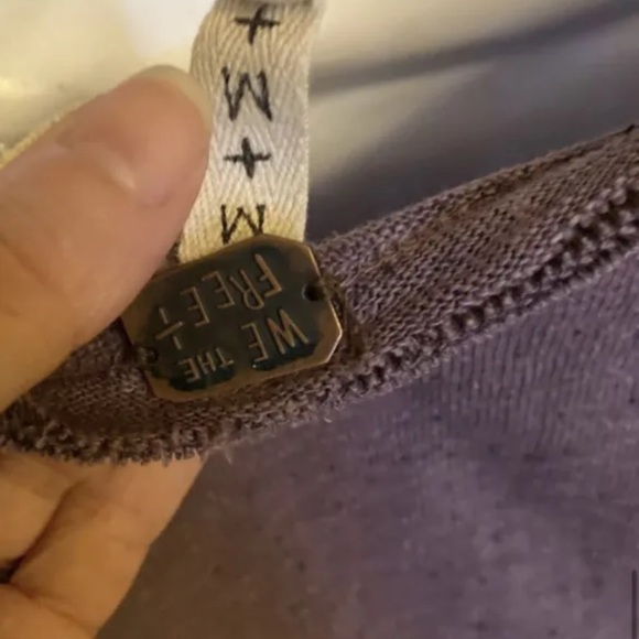 Free People lace up cuff thermal top Shirt purple Slub Knit Excellent!!! S/M Med - Picture 8 of 9